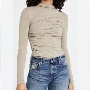 Enza Costa Metallic Beige Long Sleeve Top